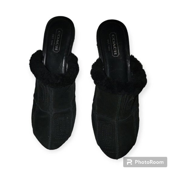 Coach Shoes - Coach Black High Heel Suede Mule Soze 9.5